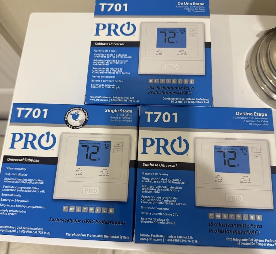 Pro1 T701 Low Voltage NonProgrammable Thermostat Subbase Universal New - Image 1 of 1
