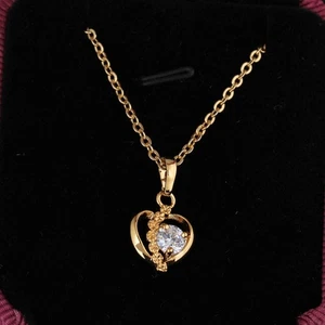 Rhinestone Neck Chain Hollow Pendant Necklace Valentines Day Gift Necklace - Picture 1 of 12