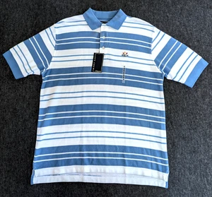 Ivy Crew Shirt Sz Medium Blue & White Stripes Short Sleeve Polo Casual Golf NWT - Picture 1 of 12