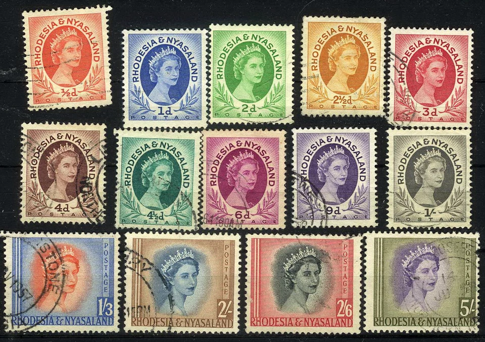 Rodesia y Nyasalandia 1954 Reina Isabel usada (SC# 141-153) Foto 1 de 1