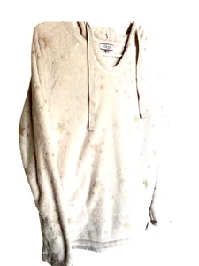 PLUSH GIRLS YOUTH PULLOVER SOFT FLEECE HOODIE LIGHT GRAY WITH STARS SZ 8/10 - Picture 1 of 6