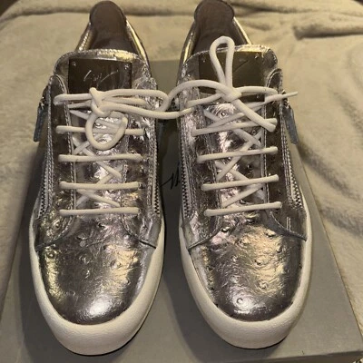 Giuseppe Zanotti Tenis Mujer 42 Plateado Cuero Metálico Avestruz Talla 12 Foto 1 de 4