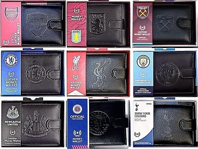 MEN'S REAL LEATHER WALLET RFID ANTI FRAUD MONEY CASH ID CARD DEBOSSED CREST BOX - Image 1 of 4