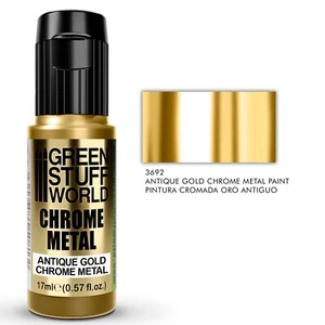 Chrome Paint -ANTIQUE GOLD 17ml- Brush and Airbrush - Metal Silver - Picture 1 of 3