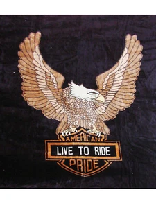 Motorcycle Eagle Blanket, Plush Queen Size Throw, Biker Blanket - Picture 1 of 3
