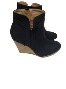 Cocci Damen schwarz Wildleder Keilabsatz Stiefelette Größe 7 Reißverschluss Seiten - Bild 1 von 6