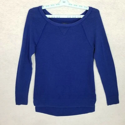 Top para mujer AMERICAN EAGLE tejido gofre dobladillo alto bajo ~ azul real ~ pequeño Foto 1 de 4