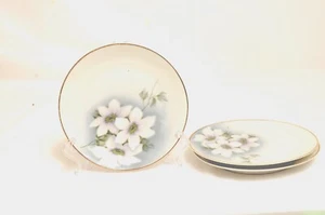 Set 3 Zeh Scherzer Brot Dessert Teller weiß Clematis 6 cm Durchmesser Bavaria - Bild 1 von 5