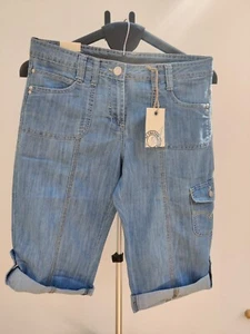 Vintage BHS womens Crop 3/4 Length Denim Jeans Size 12 BNWT - Picture 1 of 5