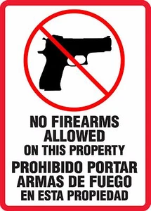 "No Firearms Allowed on This Property" (v2) 9x11,5 laminiertes Schild - Bild 1 von 4
