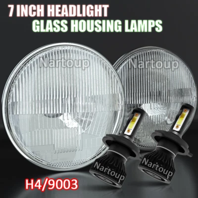 Fit Chevrolet Camaro 1967-1981 2X 7" Round LED Headlights Hi-Lo Beam Foto 1 de 4