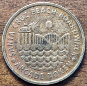 Token arcade de Santa Cruz, California CA Santa Cruz Beach Boardwalk sin valor en efectivo - Imagen 1 de 4