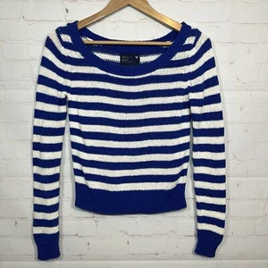 American Eagle Sweater Womens Size Small Blue White Striped Soft Long Sleeve - Picture 1 of 12