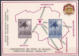 Bélgica 1957 Hoja de recuerdo especial Europa CEPT montada sin montar o nunca montada en muy buen estado - Imagen 1 de 1