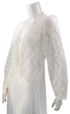 Bata de boda Victoria Secret de colección floral de encaje transparente lentejuelas imitación perla blanco roto Foto 1 de 4