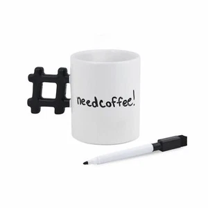 Taza de café de cerámica personalizada con hashtag matutino auto pluma oficina regalo Kikkerland - Imagen 1 de 1