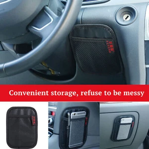 Black Universal Car Auto Storage PU Leather Pouch Bag Phone Holder Organizer US - Foto 1 di 6