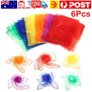 6Pc Colored Sensory Scarves Rainbow Gauze Baby Juggling Dance Gymnastics Ballet - Picture 1 of 8