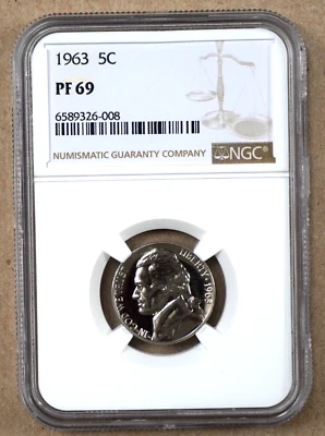 1963 PROOF JEFFERSON NICKEL NGC PF69 - Image 1 of 2