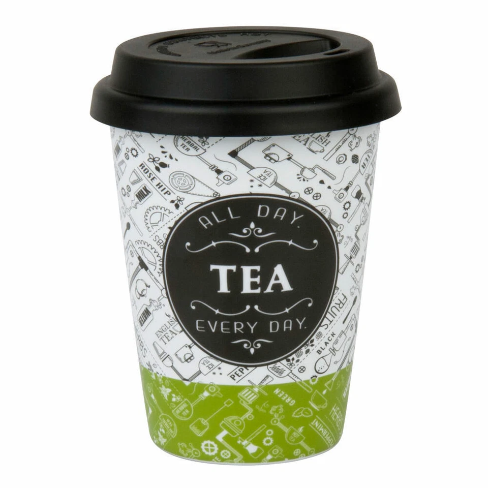 Könitz Tea Talk Coffee To Go Becher mit Deckel Becher Kaffeebecher Porzellan 380 ml - Bild 1 von 1