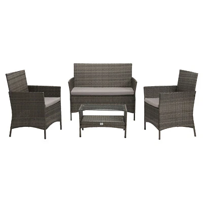 SVITA BROOKLYN Polyrattan Sitzgruppe Balkon Rattan-Lounge Gartenmöbel-Set Grau - Bild 1 von 4