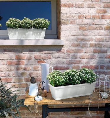 FIORIERA VASO BALCONETTA CASSETTA PLASTICA LUNGHEZZA 40/50/60 cm +TERRICCIO BIO - Immagine 1 di 4