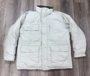 Vintage Cabelas Men L Large Beige Winter Jacket Coat Premier Northern Goose Down - Picture 1 of 7