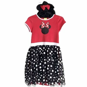 Disney Minnie Mouse Dress Girls Size XL 14/16 Hood With Ears Flip Sequins - Picture 1 of 16