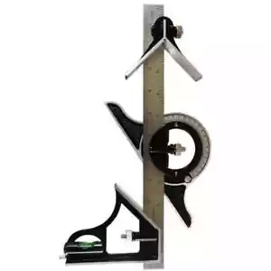 4PC COMBINATION SQUARE WITH 180° PROTRACTOR, CENTER HEAD, LEVEL, RULER #TM27120A - Picture 1 of 3