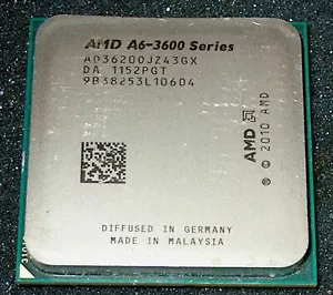 AMD A6-3620 2.2 GHZ QUAD CORE PROCESSOR, AD3620OJZ43GX, SOCKET FM1, US SELLER - Picture 1 of 2