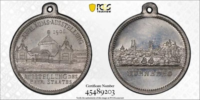 PCGS Nurnberg SP 63 1906 Al Medal City View Bavaria Germany Unc Rare - Image 1 of 4