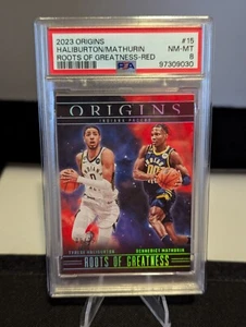 Tyrese Haliburton/Bennedict Mathurin: 23 Origins ROOTS OF GREATNESS RED /75,PSA8 - Picture 1 of 2