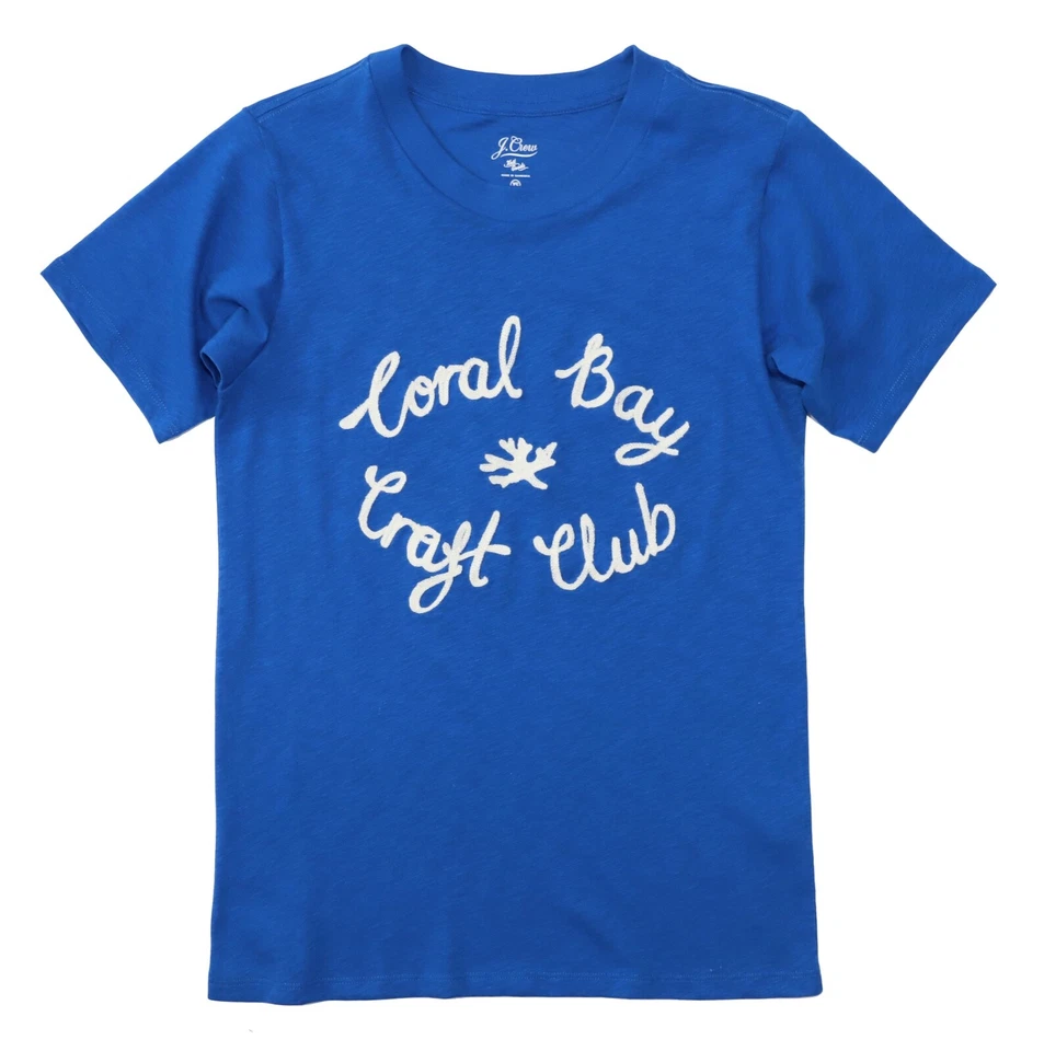 J.Crew Women's XL - Royal Blue Summer Graphic Collector Crew Tee