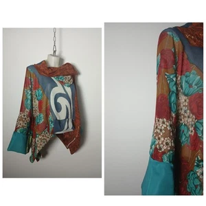 Top Kimono Boho Hecho a Mano - Talla Única, Sari de Seda Reciclado, Estilo Bohemio - Imagen 1 de 15