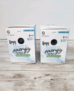 L'eggs Sheer Control Medium Support Kompressionsstrumpfhose Größe Q Jet Black 4 Paar - Bild 1 von 5