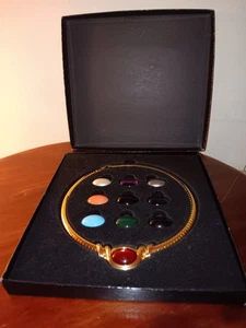 Vintage Joan Rivers Gold Omega 10 Farben austauschbare Cabochon Halskette  - Bild 1 von 4