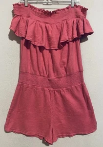 Vineyard Vines Romper Womens XL Pink Smocked Off The Shoulder Gauzy Barbie Boho - Picture 1 of 12