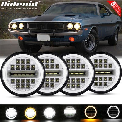 4PCS For Chevy Impala Bel Air 1962-1975 5.75" 5-3/4" LED-Headlights Hi/Lo Beam Foto 1 de 4