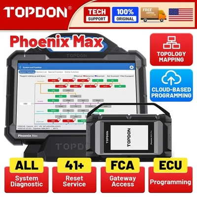 TOPDON PHOENIX MAX OBD2 Vehicle Diagnostic Tablet ADAS ECU KEY Programming Tools Foto 1 de 4