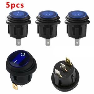 5 Pièces Rond Interrupteur Lumière Bleue LED 12V Voiture / Bateau Camion Bascule - Picture 1 of 11