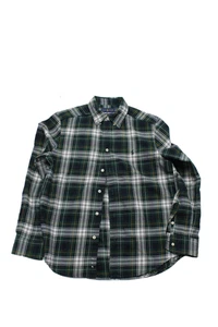 Ralph Lauren Boys Green Plaid Collar Long Sleeve Button Down Flannel Shirt SizeL - Picture 1 of 5