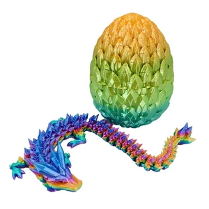 Dragón de cristal prismático articulado impreso en 3D con huevo - 12 pulgadas - AZUL - Imagen 1 de 6