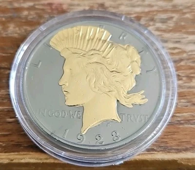 1923 Peace Dollar, 24kt Gold And Black Ruthenium - Image 1 of 3