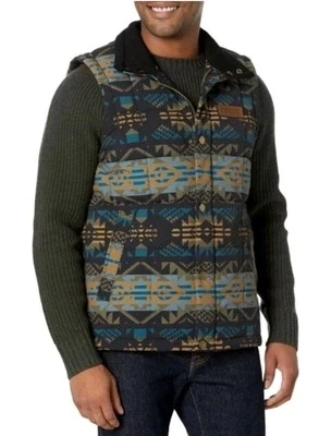 Pendleton Men's Cody Puffer Vest Large NWT Journey West Black Blue Geo Print - Image 1 of 4