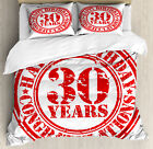Retro Duvet Cover Set with Pillow Shams Grunge Birthday Stamp Print