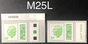 GB 2025 KCIII New 20p Definitive Stamp M25L pair with date and colour tabs, MNH - Picture 1 of 1