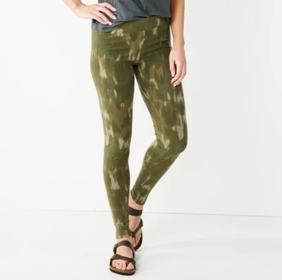 Leggings para mujer talla MedTall Sonoma Goods For Life tiro medio lavado con agua oliva Foto 1 de 2