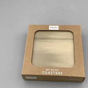 DENBY COLOURS Natural , square cork backed coasters x 6 New /boxed - Picture 1 of 4