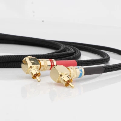 Van Den Hul RCA Audio Interconnect Cables Cord w/ 90 Degree Right Angle WBT Plug - Image 1 of 4