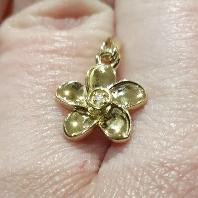 Diamond Floral Pendant In Vermeil Gold Overlay Sterling Silver By TJC - Image 1 of 4